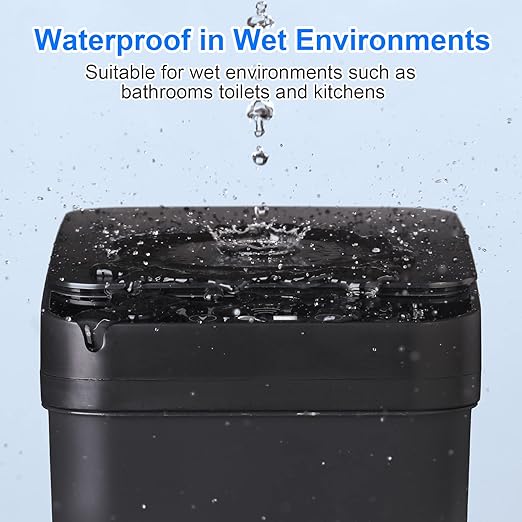 Anborry Bathroom Automatic Trash Can 4 Gallon Touchless Motion Sensor Small Garbage Can with Lid Smart Electric Plastic Narrow Garbage Bin for Living Room Bedroom Office Kitchen (Black)