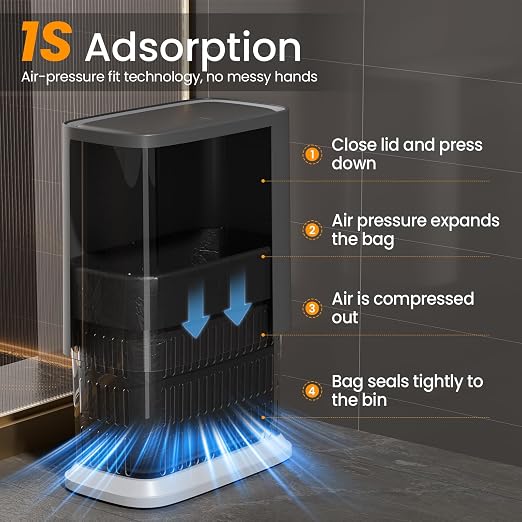 2.6 Gallon Small Slim Bathroom Trash Can with Lid, Dog Proof Garbage Can