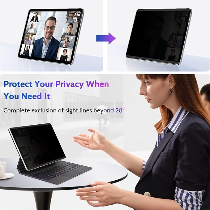 Peslv Magnetic Privacy Screen Protector for iPad Pro 12.9 Inch 2018 2020 2021 2022, Removable Anti Blue Light Glare Spy Private Filter