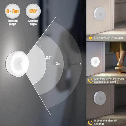 Motion Sensor Light Indoor [Upgraded 14 LEDs], 3 Pack Rechargeable Night Light, Wide Detection Range, 3 Light Modes, Bedroom Closet Lights, Anywhere Stair Light, Hallway Light - Cold White