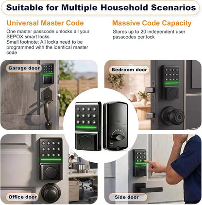 SEPOX® Keyless Entry Deadbolt, Offline Smart Keypad Doorlock, LED Indicator
