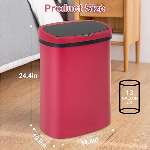 FDW Garbage Can 13 Gallon 50 Liter Kitchen Trash Can for Bathroom Bedroom Home Office Automatic Touch Free High-Capacity with Lid Waste Bin