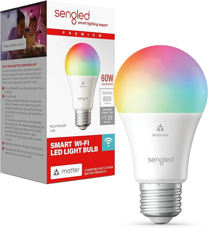 Consciot Smart Light Bulbs with Remote Control, LED Light Bulb That Works with Alexa & Google Home & Sengled LED Smart Light Bulb (A19), Matter-Enabled, Multicolor, Works with Alexa, 60W Equivalent