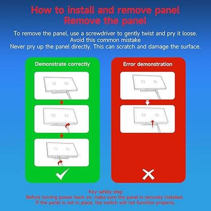 Smart Switch 118X72X34MM Neutral/No Neutral Wire Required, 2.4GHz Wi-Fi,Compatible with Alexa and Google Home 220V, Black 2 Gang 1 Pack