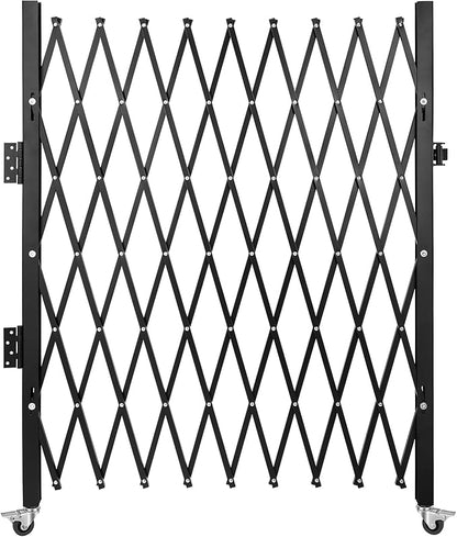 VEVOR Single Folding Security Gate, 51.57" H x 75" W, Steel Accordion Door, Flexible Expanding Barricade, 360 Rolling Scissor Gate with Padlock