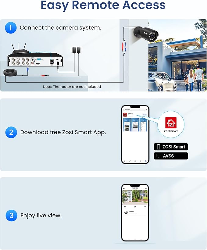 ZOSI 5MP 3K Lite CCTV Security Camera System with AI Human Vehicle Detection, 8CH H.265+ DVR and 4 x 1080p Surveillance Bullet Cameras Outdoor Indoor, 100ft Night Vision, IP66 Weatherproof, 500GB HDD