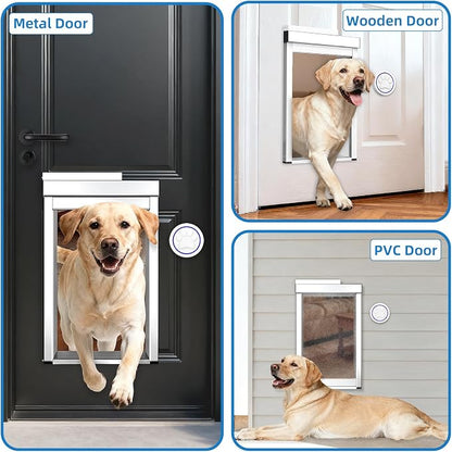 Customizable Size Automatic Dog Door for Door and Wall,No Collar,4 Modes