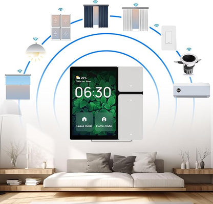 3.5 Inch Smart Home Control Panel with 3 Gang Relay Touchscreen and 3 Button, All-in-One APP Control Home Devices Switch Wall Mount Smart Panel, Built-in IR&Voice Assistant - White