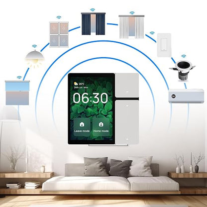 Smart Home Control Panel 3 Gang Relay Touchscreen and 3 Button All in One Smart Switch Built in IR for Home Devices Control Wall Mount Smart Panel