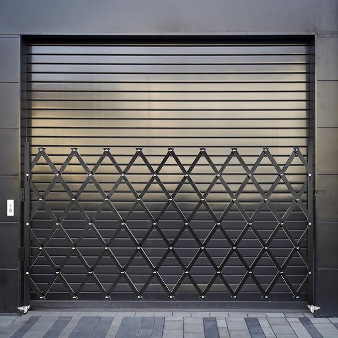 VEVOR Single Folding Security Gate, 51.57" H x 75" W, Steel Accordion Door, Flexible Expanding Barricade, 360 Rolling Scissor Gate with Padlock