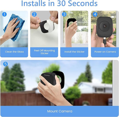 Hieasy 8MP 4K Window Camera Magnetic Mount with 32GB SD Card,5G&2.4GHz WiFi Indoor Cameras for Home Security with Color Night Vision,AI Motion Detection,No Subscription Required,24/7 Recording (Black)