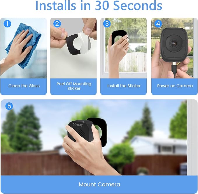Hieasy 4K Window Security Camera for Home 5GHz&2.4GHz WiFi Color Night Vision 8MP Indoor Window Cam with AI Motion Detection 24/7 Recording, Includes 32GB SD card,No Subscription Required (Black)