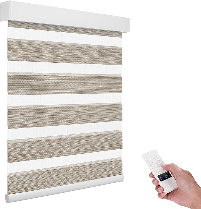 ACMEART Motorized Zebra Blinds,Smart APP & Remote Control 95% Blackout Shades,Compatible with Alexa,Custom Size Electric Window Blinds for Bedroom/Home/Office (Classical Sandstone)