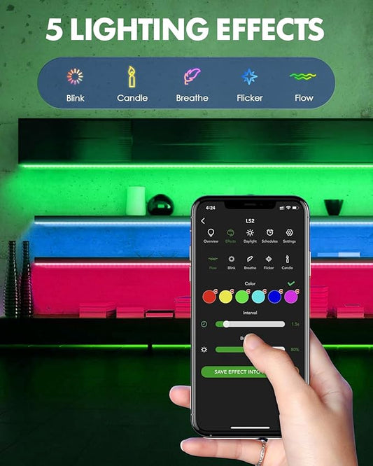 VOCOlinc LED Strip Light Works with Apple HomeKit Siri Alexa Google Assistant 5050 RGB LED Lights for Bedroom Smart Wi-Fi Multicolor App-dimmable for Christmas Decorating Voice Control No Hub Required