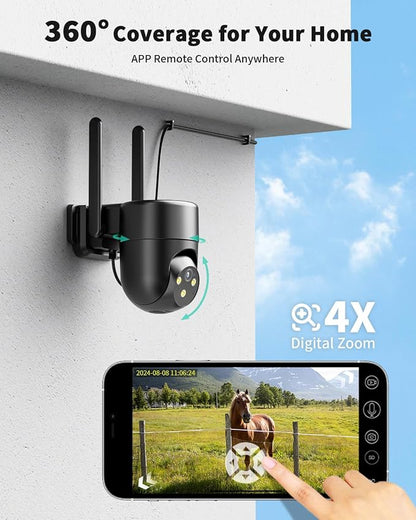 LIWAN Wired 4G LTE Cellular Security Camera, No WiFi Needed, Black, 1 Pack