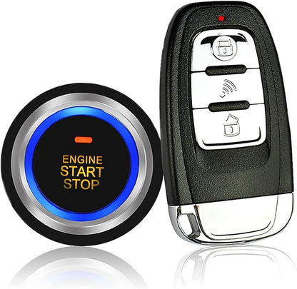 Passive Keyless Entry Car Alarm System PKE Engine Starter Push Button Vehicles Start/Stop Kit Safe Lock with 2 Smart Key (Upgrade)
