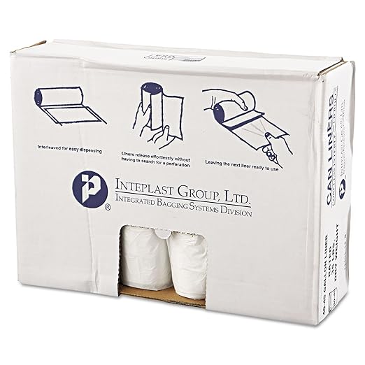 Inteplast Group VALH4048N14 40-45 Gallon Capacity, 46" Length x 40" Width x 12 Mic Thickness, Natural Color, HDPE Commercial Coreless Valu-Plus Institutional Trash Can Liner (Case of 10 Roll, 25 Bags