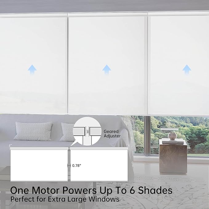 Motorized Coupled Shades, Falme Resistant Smart Solar Shades for Large Windows Automatic Blinds Compatible with Alexa, Electric Roller Blinds Customized for Home Office(3% Openness White)