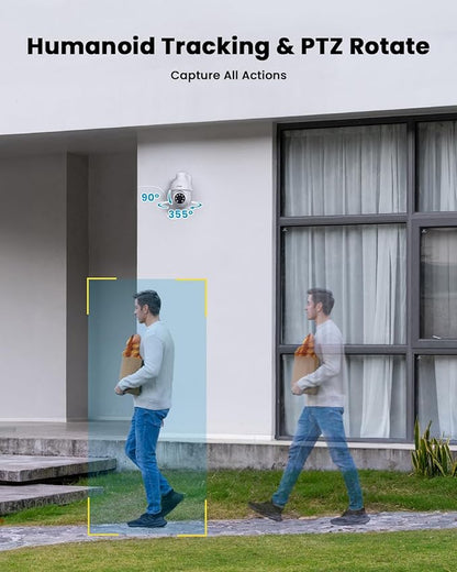 ieGeek 8MP PoE Security Camera System, 1pcs Wired Outdoor Cameras for Home Security with 355°Pan 90°Tilt, 8CH NVR with 2TB HDD, Automatic Human Tracking,AI Detection,2-Way Audio,Color Night Vision
