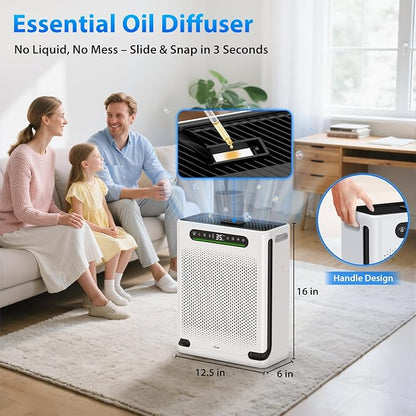FreAire Air Purifiers for Home Large Room Up to 2600 Ft², HEPA Air Purifier with Washable Filter & Air Quality Display, Powerful Turbo Mode Air Cleaner for Pet Hair Odors Smoke Dust, HAP605