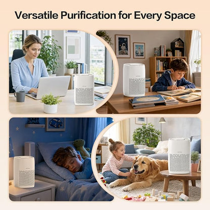 Air Purifier for Bedroom Small Air Cleaner for Home Pets Covers up 1076Ft²