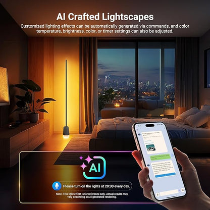 NEEWER NF06 RGB IC CW Smart Floor Lamp, 1500lm LED Standing Corner Light, APP/AI Design/Music Sync, 16 Million Color Ambient Lighting Compatible with Google and Alexa, Living Room Bedroom Home Decor