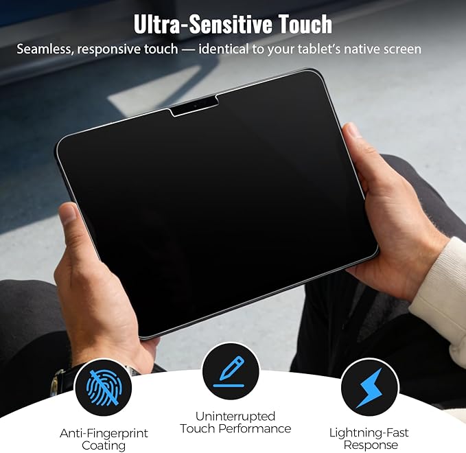 Matte Privacy Screen Protector for iPad Air 11 Inch M3 M2 (7th&6th Generation, 2025/2024), Anti Spy Private Filter for iPad Air11 Inch, High Sensitive Bubble-Free Black Security Screen, 1 Pack