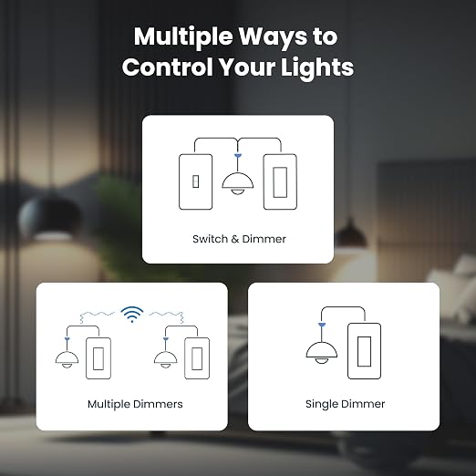 Feit Electric Smart WiFi Rotary Dimmer Switch, Neutral Wire Required, Single-Pole/3-Way/4-Way, Works with Alexa & Google Assistant, TRIAC Dimming, EZ Bluetooth Pairing, App Control, DIM/Rotary/WiFi