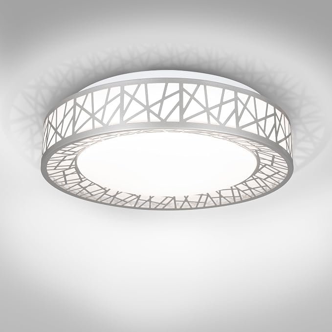 ASD 14 Inch LED Flush Mount Ceiling Light Fixture for Bedroom, 24W 1534LM 5CCT 2700K-5000K, Triac Dimmable Lights, Dining, Living Room, Kitchen Lamps, Modern Home Lighting Fixtures, Nickel, ETL