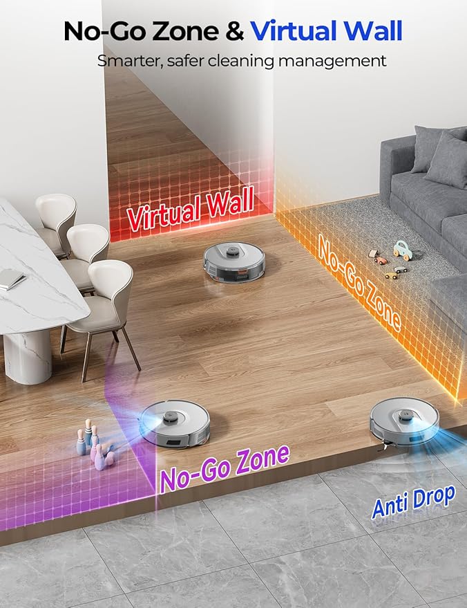 Robot Vacuum 20,000 Pa Robot Vacuum and Mop,120Day Self Emptying Vacuum Robot,Lidar Navigation,5G 2.4GWiFi APP Aspirateur Robot,Self-Charging Robot Vacuums for Pet,Floor,Carpet Gray R11