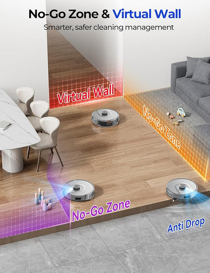 Robot Vacuum 20,000 Pa Robot Vacuum and Mop,120Day Self Emptying Vacuum Robot,Lidar Navigation,5G 2.4GWiFi APP Aspirateur Robot,Self-Charging Robot Vacuums for Pet,Floor,Carpet Gray R11