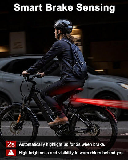 ONVIAN 2 in 1 Bike Alarm with Taillight, USB Rechargeable 105dB Anti-Theft Bicycle Alarm Brake Sensing Rear Light, IP65 Waterproof 4 Modes Safety Flash,Vibration Sensor Ebike Warning 1.5H Fast Charge