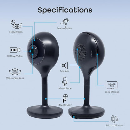 Geeni Look 1080p Indoor Security Camera – 2-Pack Full HD WiFi Indoor Camera with 2-Way Audio, Motion Detection, & Night Vision – Support for Alexa & Google Assistant