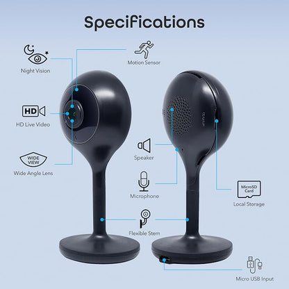 Geeni Look 720p Indoor Camera, HD Wi-Fi, 2-Way Audio & Night Vision, 2-Pack | Motion detection, works with Alexa & Google Home