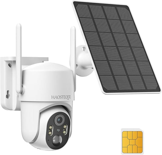 4G LTE Cellular Security Cameras Wireless Outdoor, No WiFi Security Camera, 2K Solar Outdoor Camera Wireless, 360° Live View, SD/ Free Cloud Storage(Need Apply), Smart Motion Sensor, (US Version)