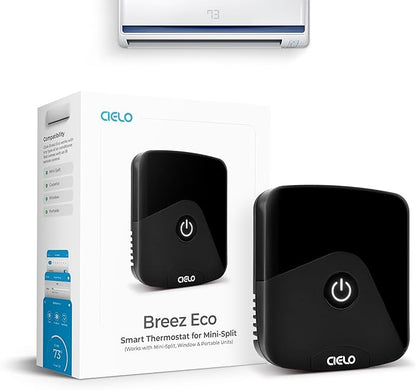 Breez Eco | Smart AC Controller for Mini Split, Window, Portable ACS | WiFi, Alexa, Google, Siri Shortcuts, SmartThings, IFTTT, Free App, NO Subscriptions | Schedules, Geofencing, Comfy (Black)