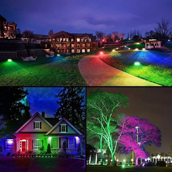 30W PAR30 RGB LED Flood Light Outdoor, Dimmable Color Changing LED Bulbs with Remote Control, Waterproof Lawn Lamp for Home Courtyard Christmas Party Decoration (2pcs)