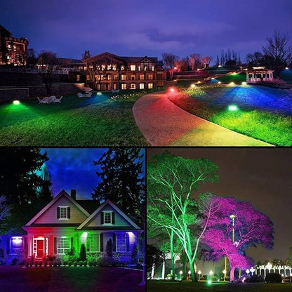 30W PAR30 RGB LED Flood Light Outdoor, Dimmable Color Changing LED Bulbs with Remote Control, Waterproof Lawn Lamp for Home Courtyard Christmas Party Decoration (2pcs)