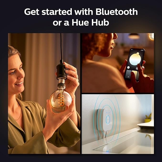 Philips Hue Smart 60W G40 Filament LED Bulb - White Ambiance Warm-to-Cool White Light - 2 Pack - 550LM - E26 - Indoor - Control with Hue App - Works with Alexa, Google Assistant and Apple Homekit