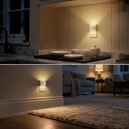 DORESshop Night Light, Night Lights Plug into Wall, Adjustable, 3000K | 3 Level Brightness Adjustable Night Light, Dusk to Dawn Sensor Nightlights for Adults, Bedroom, Bathroom, Hallway, 4 packs