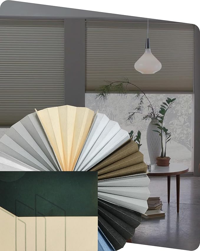 Yoolax Motorized Cellular Shades Compatible with Alexa, Motorized Blinds with Remote Smart Honeycomb Shades for Indoor Windows, Automatic Blinds with Remote, Fabric Sample (Multicolor)