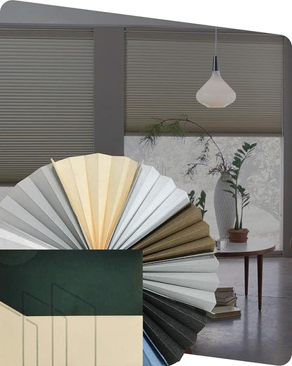 Yoolax Motorized Cellular Shades Compatible with Alexa, Motorized Blinds with Remote Smart Honeycomb Shades for Indoor Windows, Automatic Blinds with Remote, Fabric Sample (Multicolor)