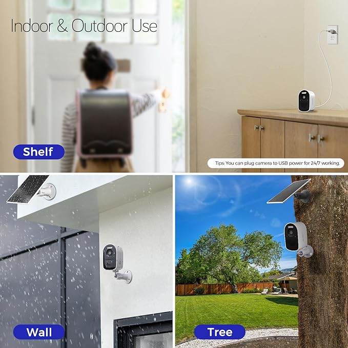 xmartO 4MP QHD WiFi6 Dual-Band Wireless Solar-Powered Indoor & Outdoor Home Security Camera