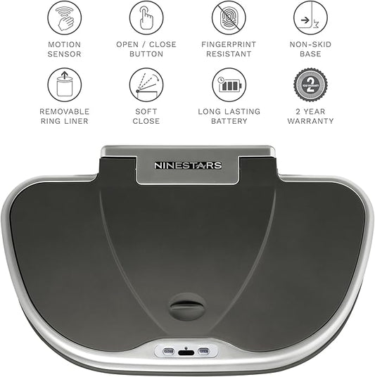 Ninestars DZT-70-R3 Motion Sensor Trash Can, Extra Large, Silver