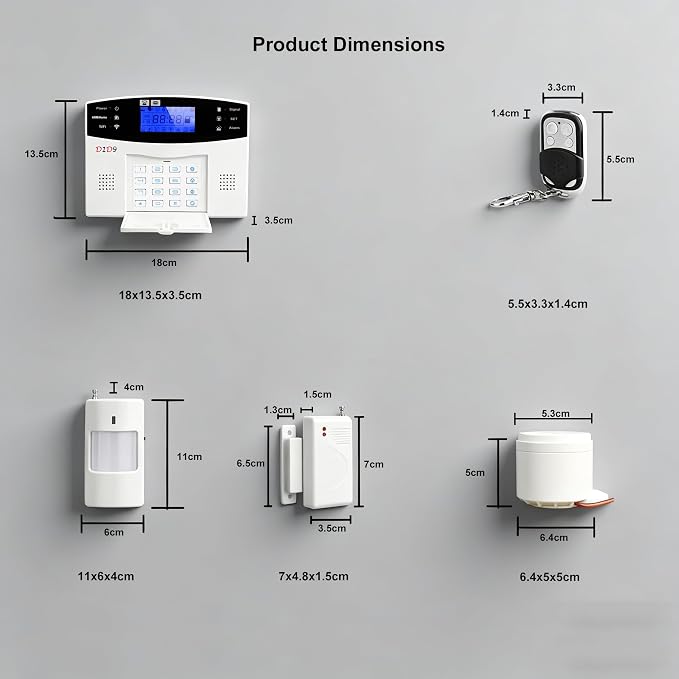 10pcs Wireless DIY Home Burglar Alarm System, 4G WiFi GSM, No Monthly Fee,Home Security with App Alert