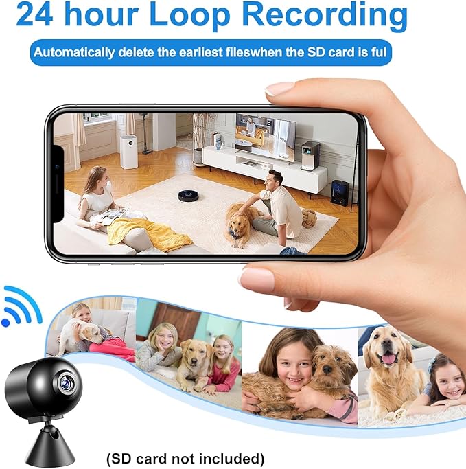 Tiniest WiFi Battery Camera,Ultra Mini Camera,Pocket-Sized,HD4K Video Live surveillance,No Need Wifi Camera,Nanny Cam,Smart Alerts Home Baby Monitor,Pet Monitoring with Night Vision,Motion Detection