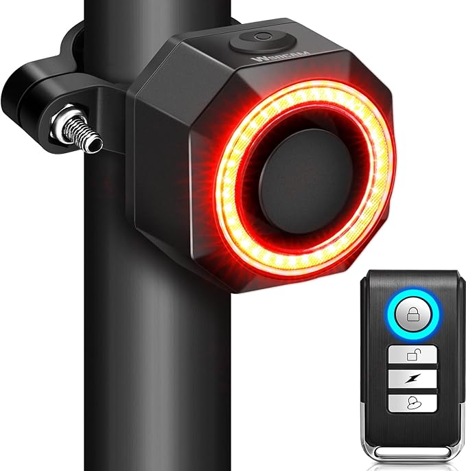 WSDCAM Smart Bike Tail Light Alarm Bike Brake Light Auto ON/Off Anti Theft Bike Alarm with Remote Waterproof Bicycle Alarm Rear Bike Light Bicycle Tail Light LED Rechargeable