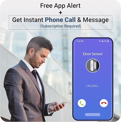 (4 Qty) Smart WiFi Door & Window Sensor for Home| No Hub Required | Free App Alert, Works with Tuya Smart Life Devices, Compatible with Alexa, Google Home, Siri (No Siren but Phone Notification)