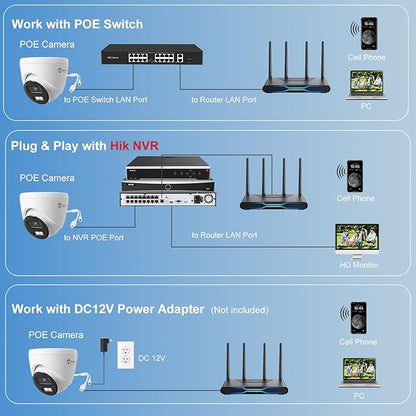 Anpviz 4MP Wired PoE IP Camera with Mic, Turret IP Security Camera Outdoor Indoor, Smart Dual Light Color Night Vision, AI Human Motion Detection, 2.8mm Lens, IP67 Waterproof, IPC-D3E43WD-S (H Series)