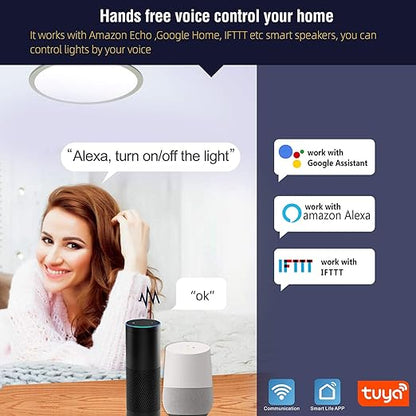 Nineleaf Smart WiFi Light Switch Kit, Mini Smart Light Switch, Compatible with Alexa, Google Assistant and IFTTT, Tuya/Smart Life APP, No Hub Required, Ceiling LED Lamp,IP66 Waterproof,10A 1000W